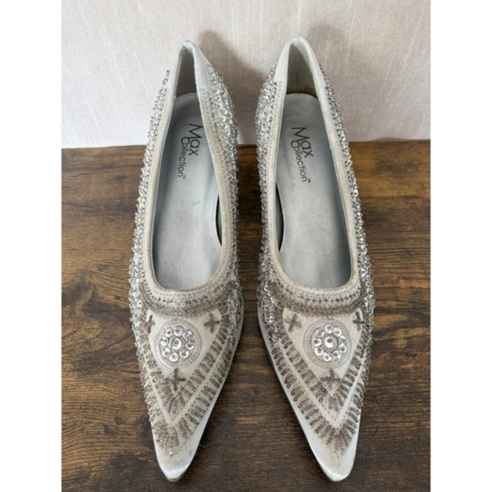 MAX Collection Beaded High Heels SZ‎ 9 Grey Sequin